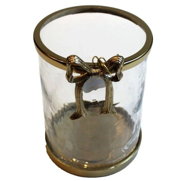 New Hammered Glass Metal Gold Bow ICE BUCKET CONTAINER Flower Vase Container - Picture 2 of 4